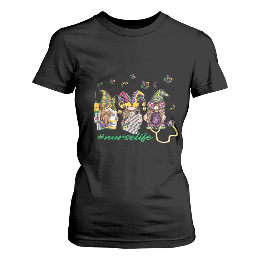 Mardi Gras T Shirt For Women Jester Gnomes Nurse RN ICU NICU ER Scrub TS09 Black Print Your Wear