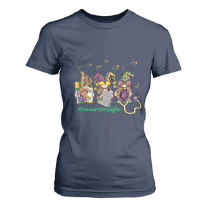 Mardi Gras T Shirt For Women Jester Gnomes Nurse RN ICU NICU ER Scrub TS09 Navy Print Your Wear