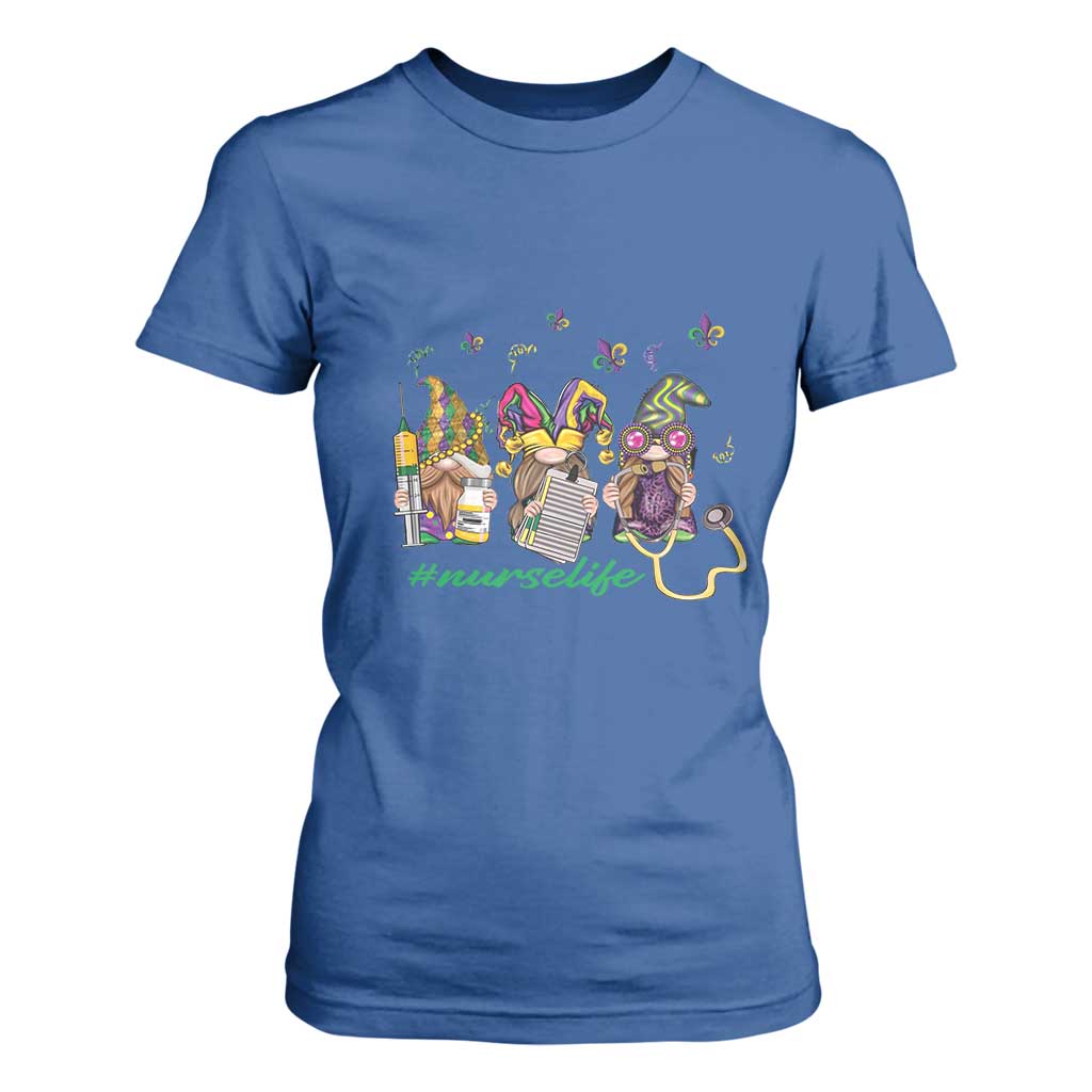 Mardi Gras T Shirt For Women Jester Gnomes Nurse RN ICU NICU ER Scrub TS09 Royal Blue Print Your Wear