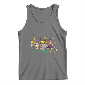 Mardi Gras Tank Top Jester Gnomes Nurse RN ICU NICU ER Scrub TS09 Black Heather Print Your Wear