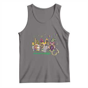 Mardi Gras Tank Top Jester Gnomes Nurse RN ICU NICU ER Scrub TS09 Deep Heather Print Your Wear