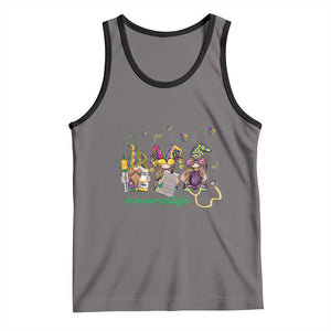 Mardi Gras Tank Top Jester Gnomes Nurse RN ICU NICU ER Scrub TS09 Deep Heather Black Print Your Wear