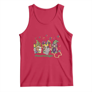Mardi Gras Tank Top Jester Gnomes Nurse RN ICU NICU ER Scrub TS09 Red Print Your Wear