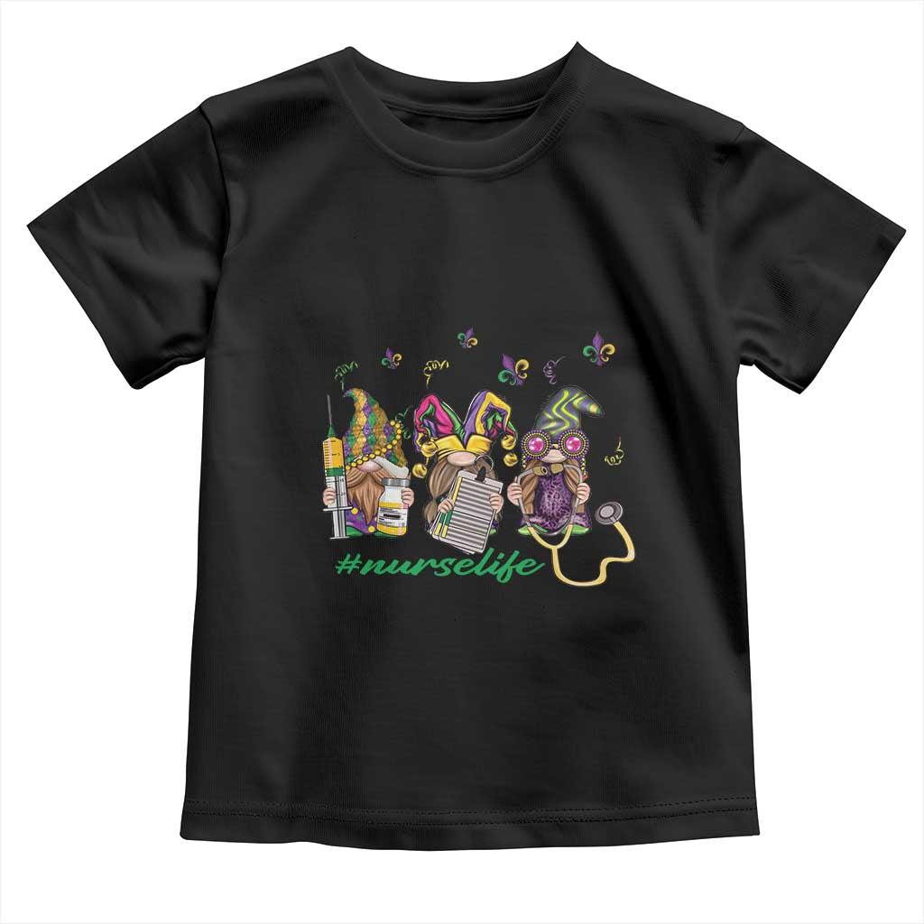 Mardi Gras Toddler T Shirt Jester Gnomes Nurse RN ICU NICU ER Scrub TS09 Black Print Your Wear