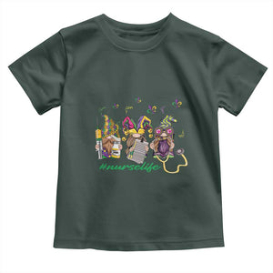 Mardi Gras Toddler T Shirt Jester Gnomes Nurse RN ICU NICU ER Scrub TS09 Dark Forest Green Print Your Wear