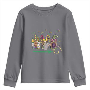 Mardi Gras Youth Sweatshirt Jester Gnomes Nurse RN ICU NICU ER Scrub TS09 Charcoal Print Your Wear