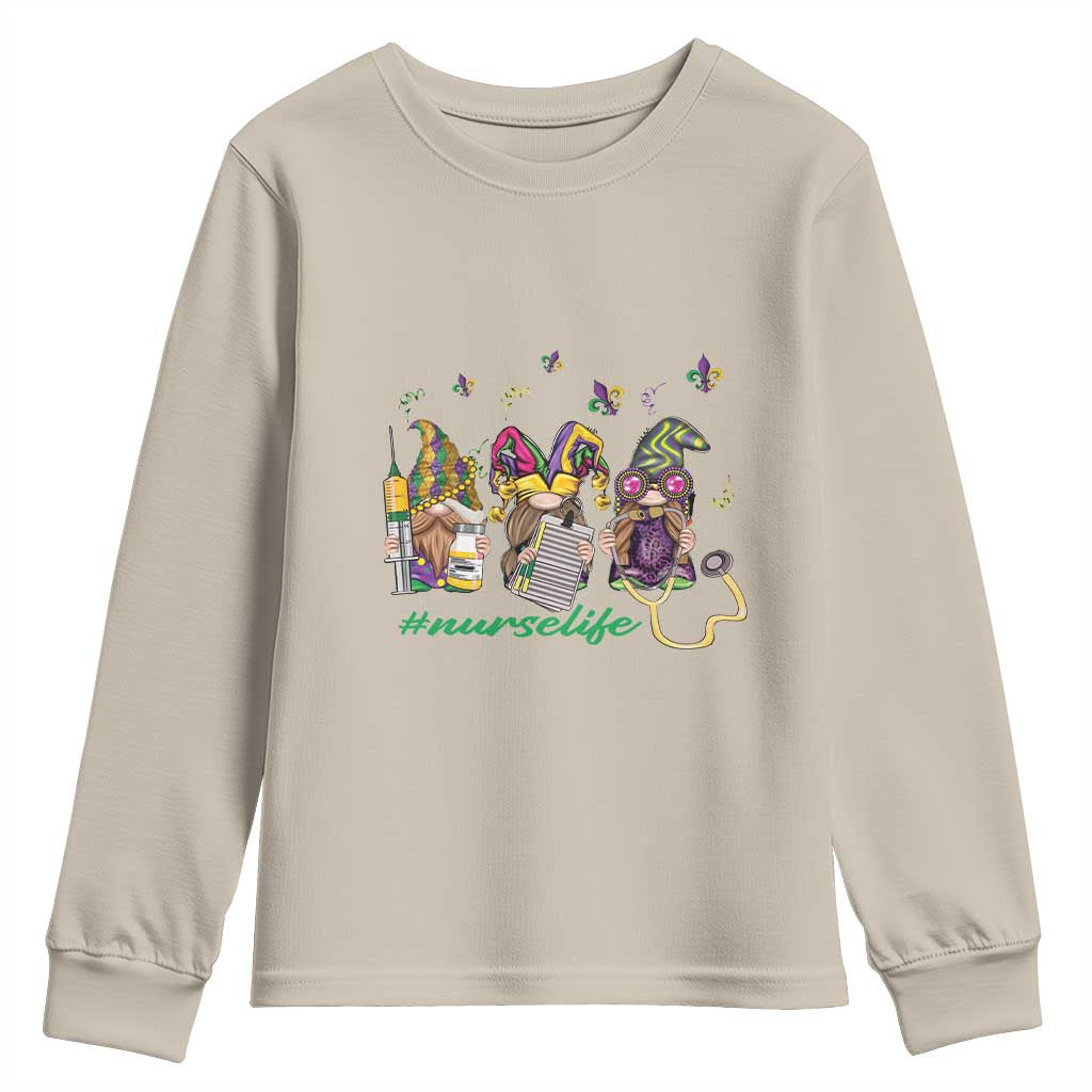 Mardi Gras Youth Sweatshirt Jester Gnomes Nurse RN ICU NICU ER Scrub TS09 Sand Print Your Wear