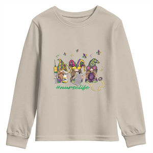Mardi Gras Youth Sweatshirt Jester Gnomes Nurse RN ICU NICU ER Scrub TS09 Sand Print Your Wear