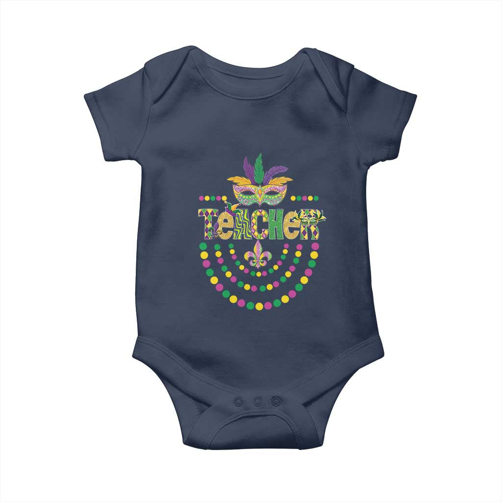 Mardi Gras Teacher Fat Tuesday New Orleans Baby Onesie TS09 Navy Print Your Wear