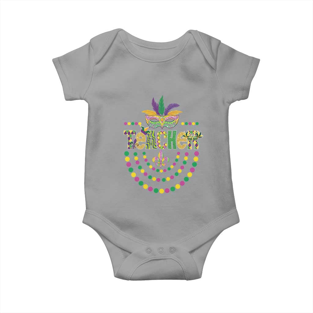 Mardi Gras Teacher Fat Tuesday New Orleans Baby Onesie TS09 Sport Gray Print Your Wear