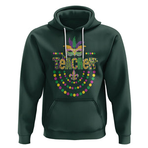 Mardi Gras Teacher Fat Tuesday New Orleans Hoodie TS09 Dark Forest Green Printyourwear