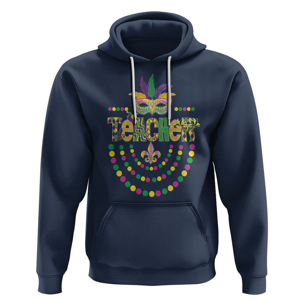 Mardi Gras Teacher Fat Tuesday New Orleans Hoodie TS09 Navy Printyourwear