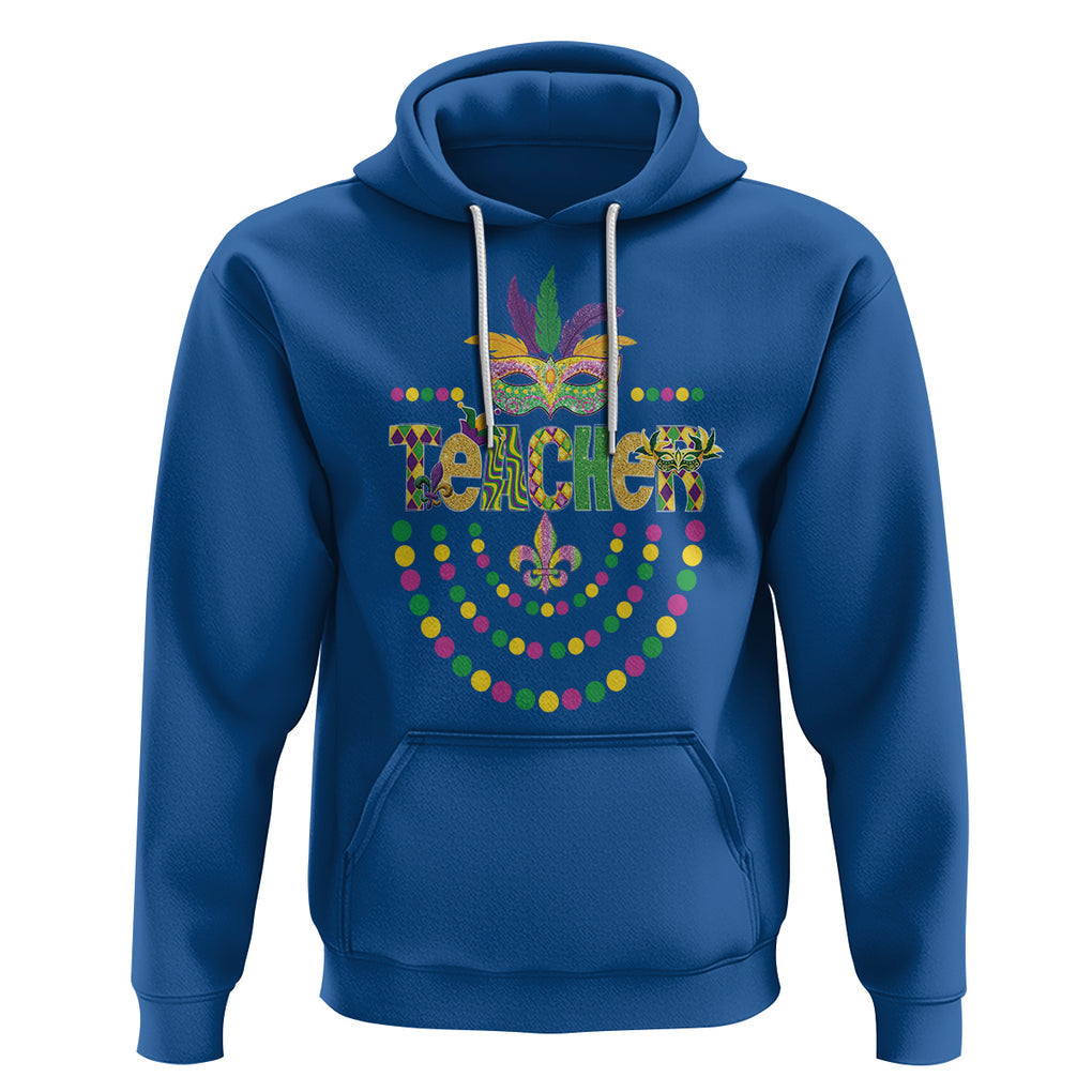 Mardi Gras Teacher Fat Tuesday New Orleans Hoodie TS09 Royal Blue Printyourwear