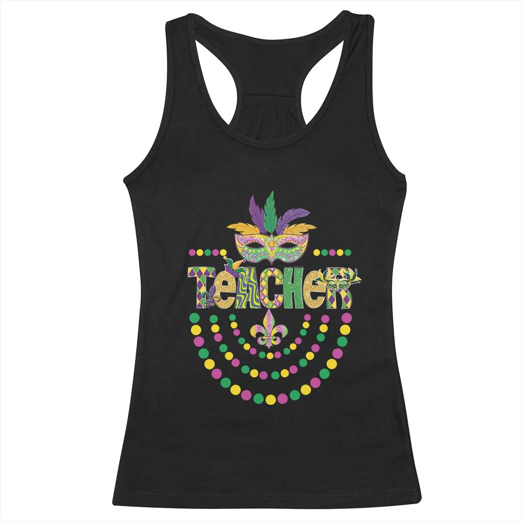 Mardi Gras Teacher Fat Tuesday New Orleans Racerback Tank Top TS09 Black Print Your Wear