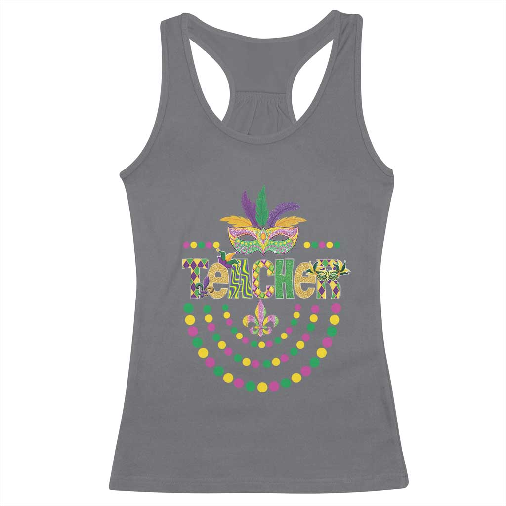 Mardi Gras Teacher Fat Tuesday New Orleans Racerback Tank Top TS09 Charcoal Print Your Wear