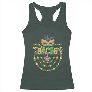 Mardi Gras Teacher Fat Tuesday New Orleans Racerback Tank Top TS09 Dark Forest Green Print Your Wear