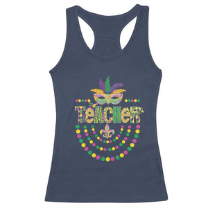 Mardi Gras Teacher Fat Tuesday New Orleans Racerback Tank Top TS09 Navy Print Your Wear