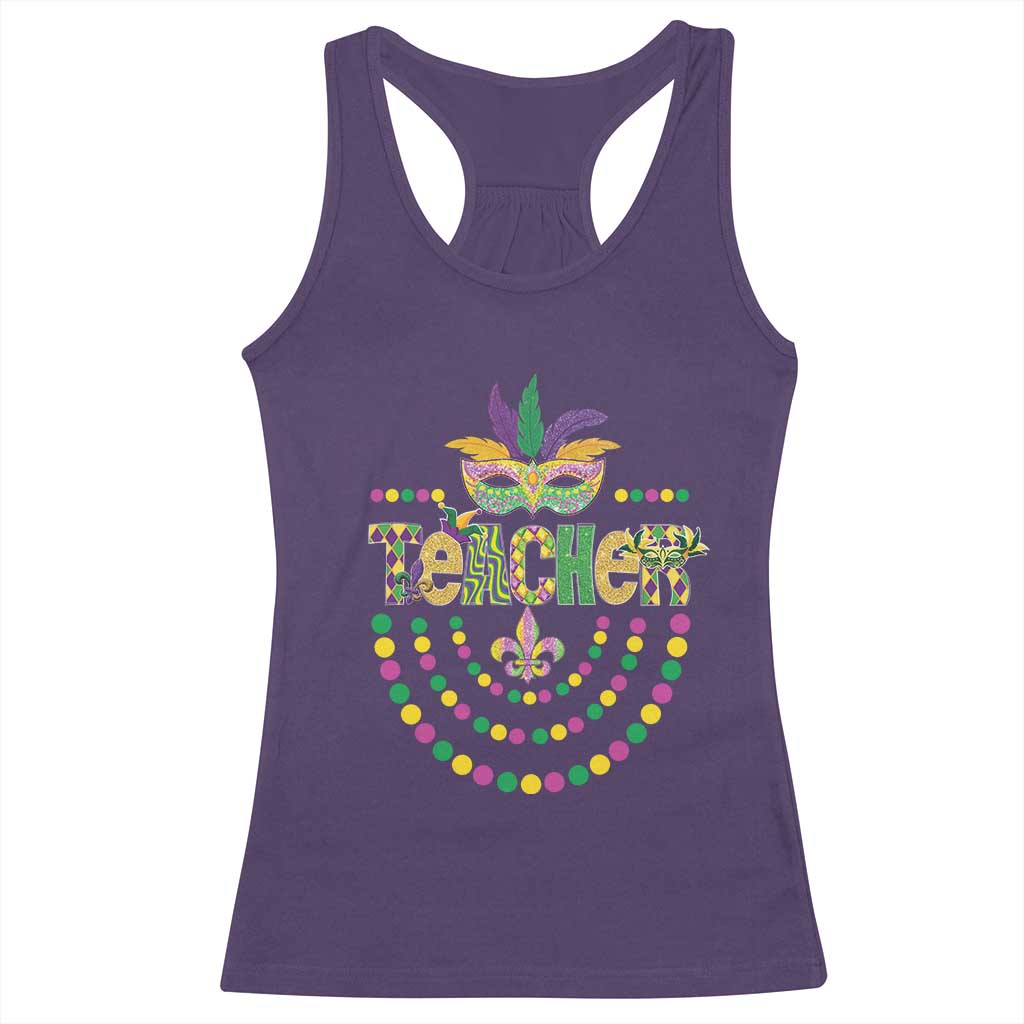 Mardi Gras Teacher Fat Tuesday New Orleans Racerback Tank Top TS09 Purple Print Your Wear