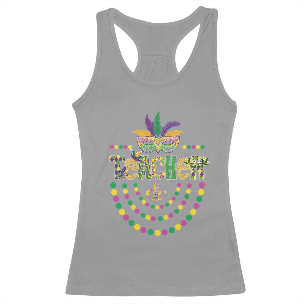Mardi Gras Teacher Fat Tuesday New Orleans Racerback Tank Top TS09 Sport Gray Print Your Wear