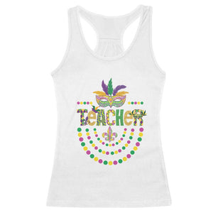 Mardi Gras Teacher Fat Tuesday New Orleans Racerback Tank Top TS09 White Print Your Wear