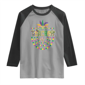 Mardi Gras Teacher Fat Tuesday New Orleans Raglan Shirt TS09 Sport Gray Black Print Your Wear