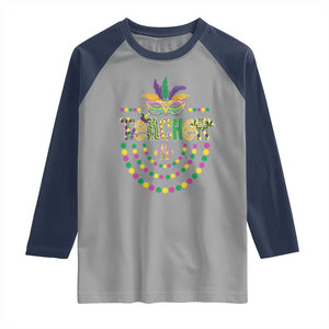 Mardi Gras Teacher Fat Tuesday New Orleans Raglan Shirt TS09 Sport Gray Navy Print Your Wear