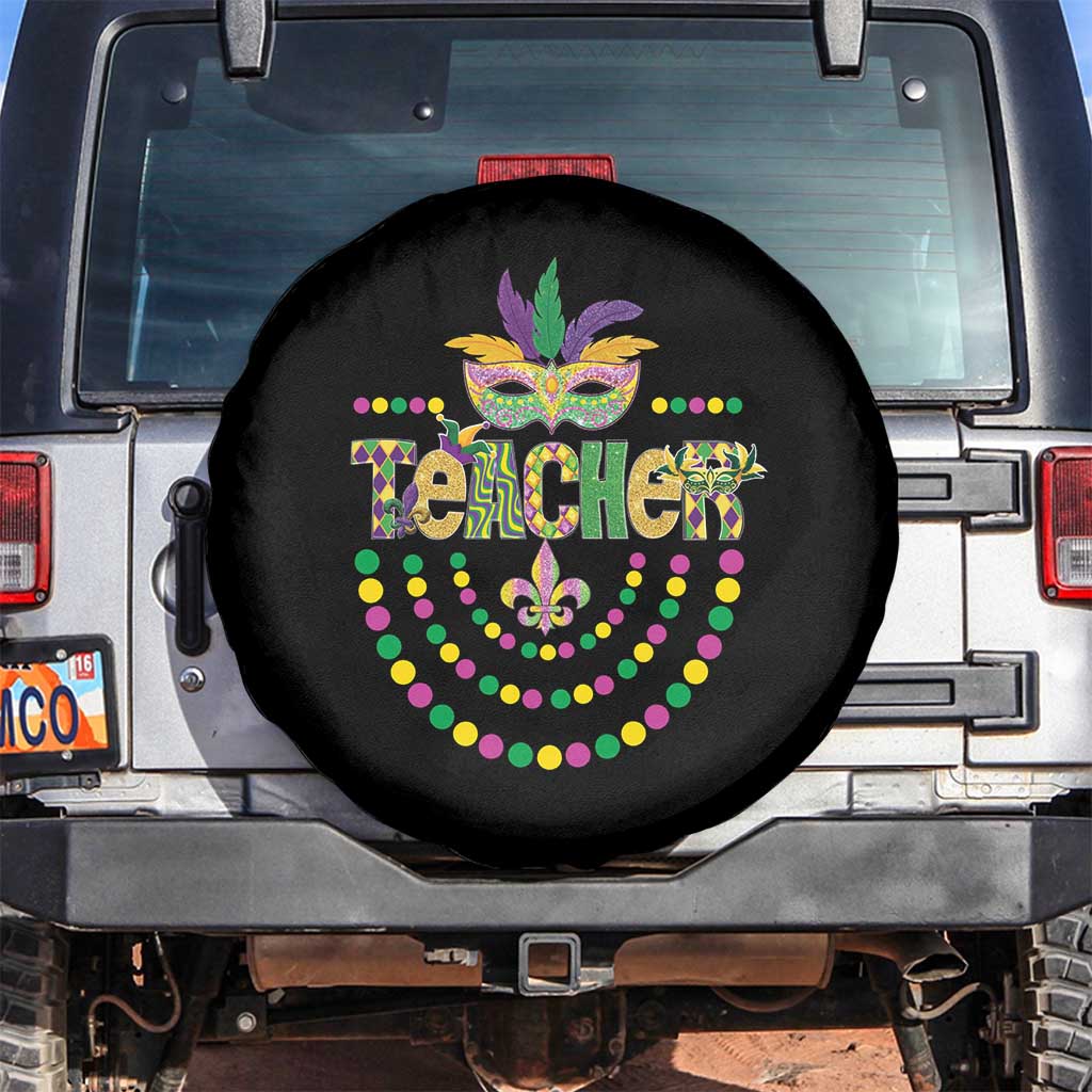 Mardi Gras Teacher Fat Tuesday New Orleans Spare Tire Cover TS09 No hole Black Print Your Wear