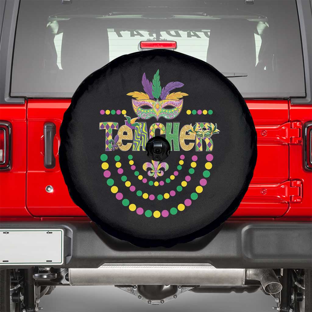 Mardi Gras Teacher Fat Tuesday New Orleans Spare Tire Cover TS09 Black Print Your Wear