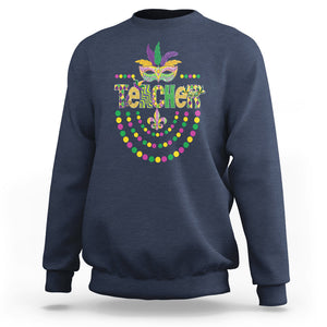 Mardi Gras Teacher Fat Tuesday New Orleans Sweatshirt TS09 Navy Printyourwear