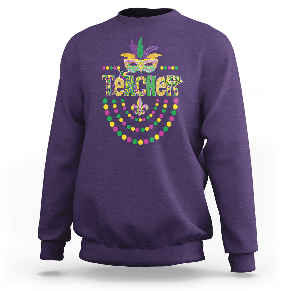 Mardi Gras Teacher Fat Tuesday New Orleans Sweatshirt TS09 Purple Printyourwear