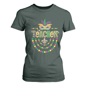 Mardi Gras Teacher Fat Tuesday New Orleans T Shirt For Women TS09 Dark Forest Green Print Your Wear