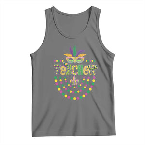 Mardi Gras Teacher Fat Tuesday New Orleans Tank Top TS09 Black Heather Print Your Wear