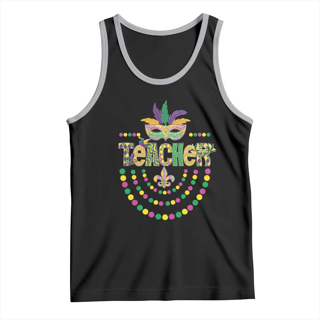 Mardi Gras Teacher Fat Tuesday New Orleans Tank Top TS09 Black Athletic Heather Print Your Wear