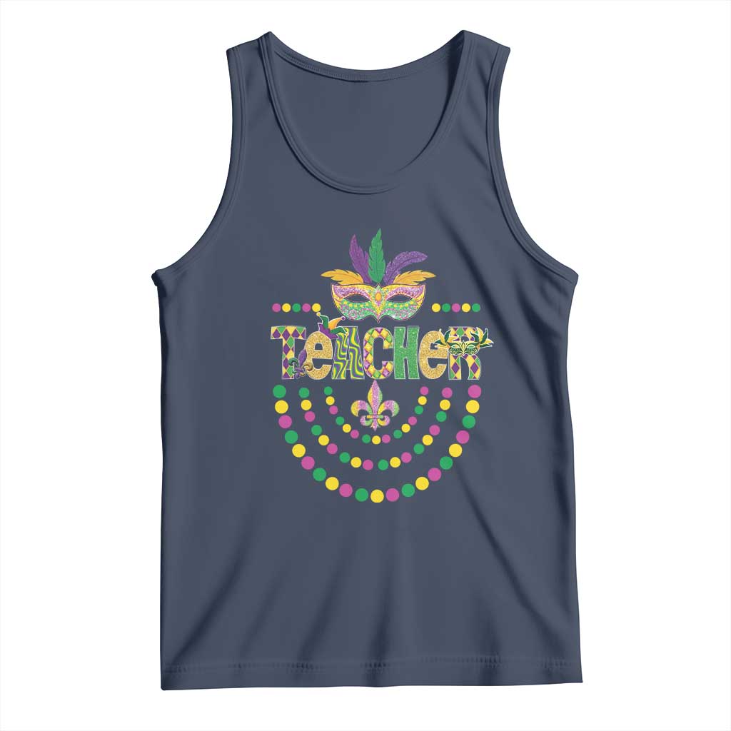 Mardi Gras Teacher Fat Tuesday New Orleans Tank Top TS09 Navy Print Your Wear
