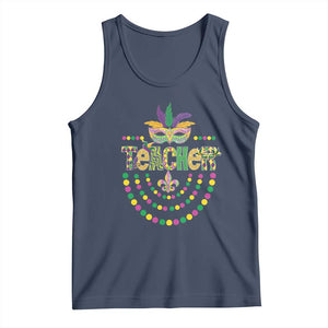 Mardi Gras Teacher Fat Tuesday New Orleans Tank Top TS09 Navy Print Your Wear
