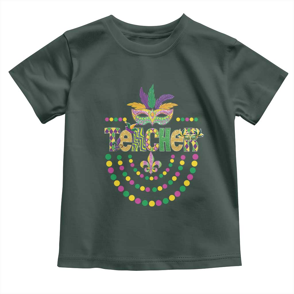 Mardi Gras Teacher Fat Tuesday New Orleans Toddler T Shirt TS09 Dark Forest Green Print Your Wear