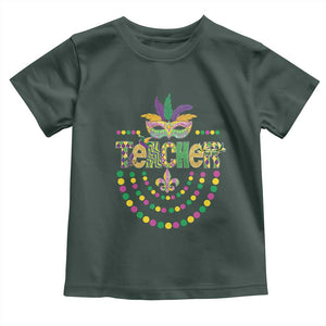 Mardi Gras Teacher Fat Tuesday New Orleans Toddler T Shirt TS09 Dark Forest Green Print Your Wear