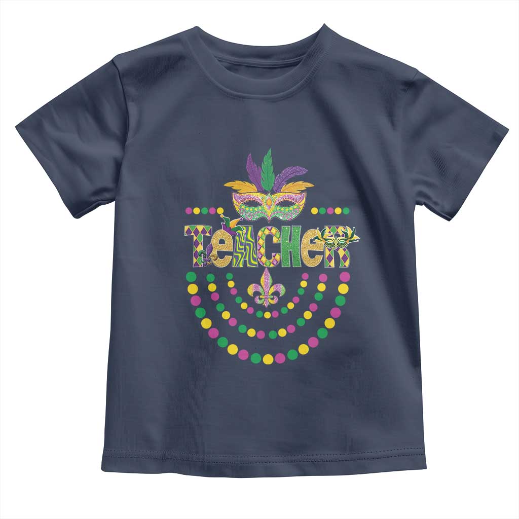Mardi Gras Teacher Fat Tuesday New Orleans Toddler T Shirt TS09 Navy Print Your Wear