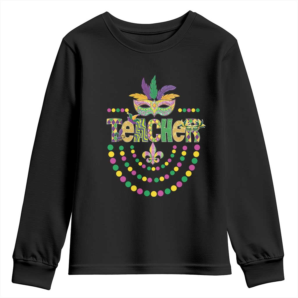 Mardi Gras Teacher Fat Tuesday New Orleans Youth Sweatshirt TS09 Black Print Your Wear