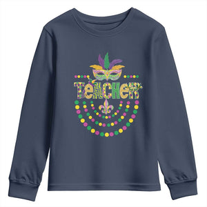 Mardi Gras Teacher Fat Tuesday New Orleans Youth Sweatshirt TS09 Navy Print Your Wear