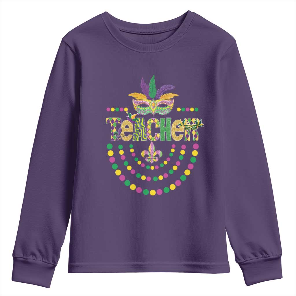 Mardi Gras Teacher Fat Tuesday New Orleans Youth Sweatshirt TS09 Purple Print Your Wear