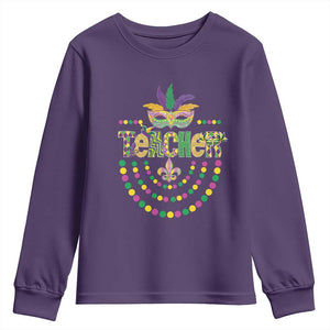 Mardi Gras Teacher Fat Tuesday New Orleans Youth Sweatshirt TS09 Purple Print Your Wear