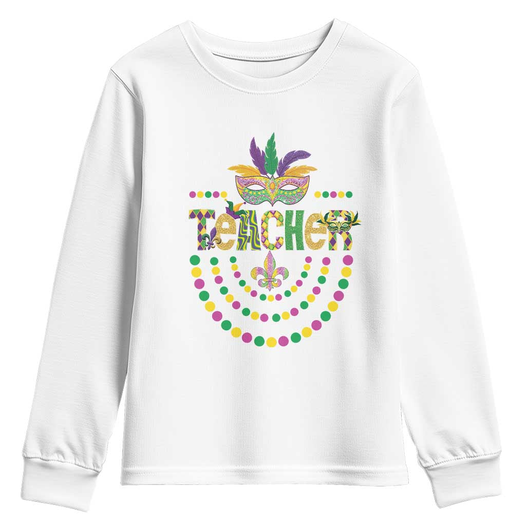 Mardi Gras Teacher Fat Tuesday New Orleans Youth Sweatshirt TS09 White Print Your Wear