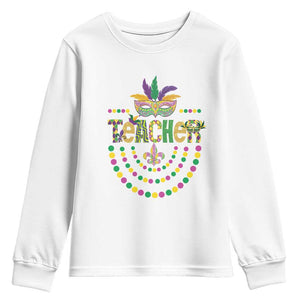 Mardi Gras Teacher Fat Tuesday New Orleans Youth Sweatshirt TS09 White Print Your Wear