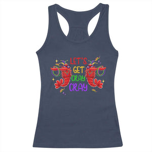 Mardi Gras Racerback Tank Top Lets Get Cray Cray Dabbing Crawfish TS09 Navy Print Your Wear