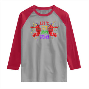 Mardi Gras Raglan Shirt Lets Get Cray Cray Dabbing Crawfish TS09 Sport Gray Red Print Your Wear