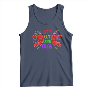 Mardi Gras Tank Top Lets Get Cray Cray Dabbing Crawfish TS09 Navy Print Your Wear