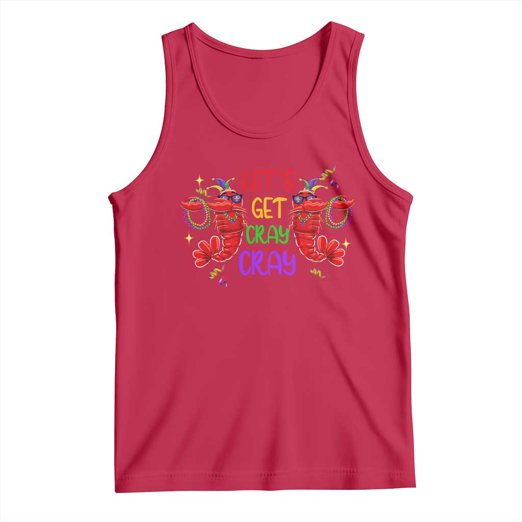 Mardi Gras Tank Top Lets Get Cray Cray Dabbing Crawfish TS09 Red Print Your Wear