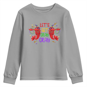 Mardi Gras Youth Sweatshirt Lets Get Cray Cray Dabbing Crawfish TS09 Sport Gray Print Your Wear