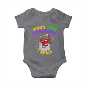 Mardi Gras Baby Onesie Who's Your Crawdaddy Funny Crawfish Jester Beads TS09 Charcoal Print Your Wear